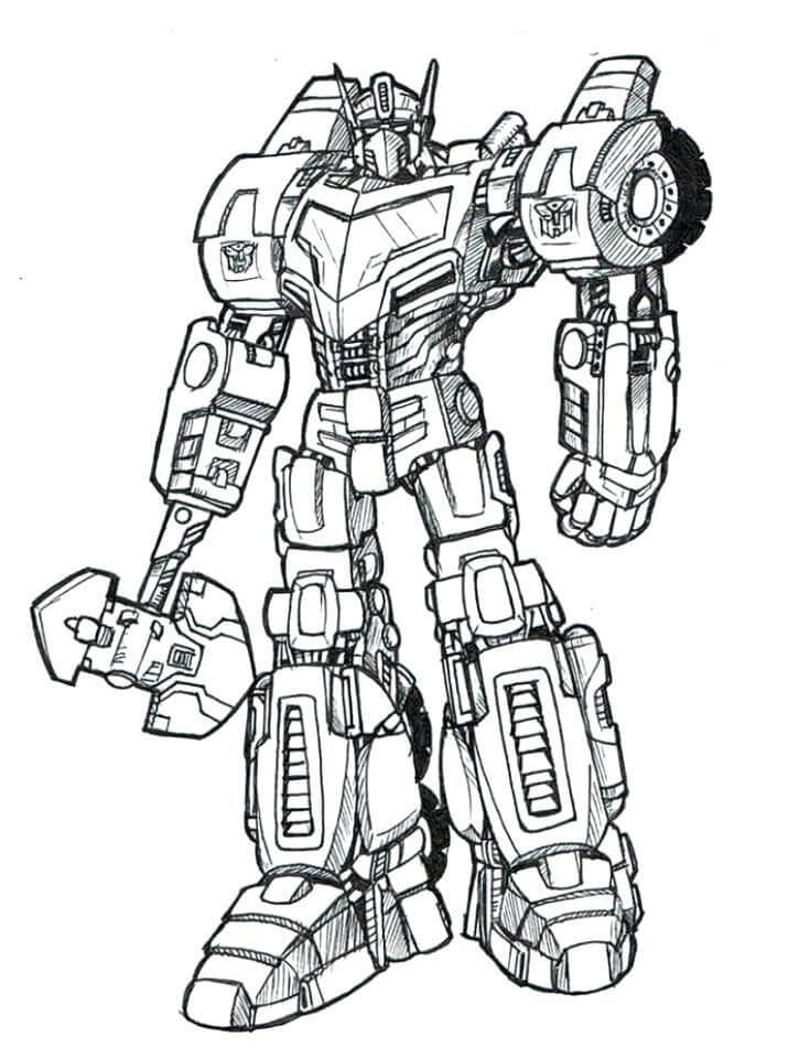 Dibujo de Optimus con Hacha para Colorear
