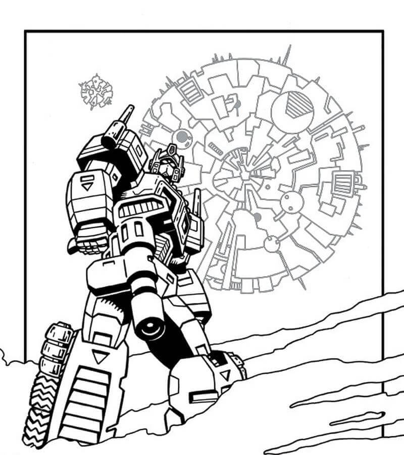 Dibujo de Optimus y Cybertron para Colorear