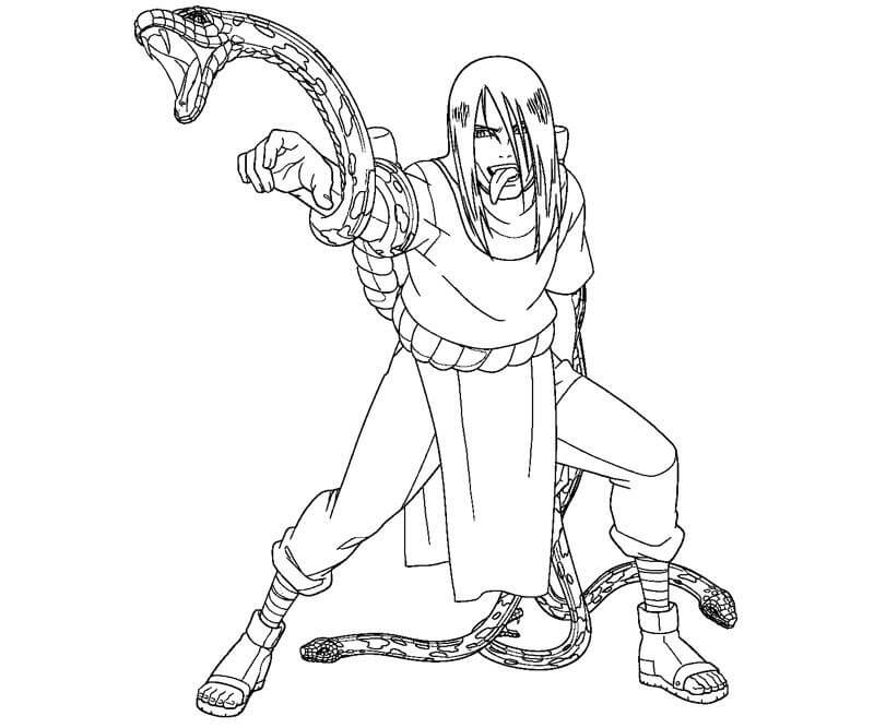 Dibujo de Lucha de Orochimaru para Colorear