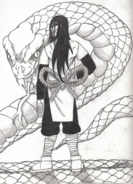 Dibujo de Orochimaru en Serpiente para Colorear