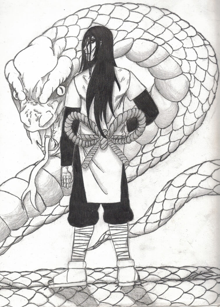 Dibujo de Orochimaru en Serpiente para Colorear