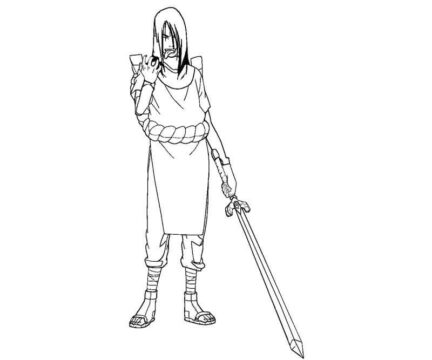 Dibujo de Orochimaru Sosteniendo la Espada para Colorear