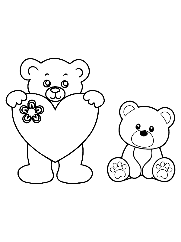 Dibujo de Big And Small Teddy Bear With Love Coloring Pagespng para Colorear