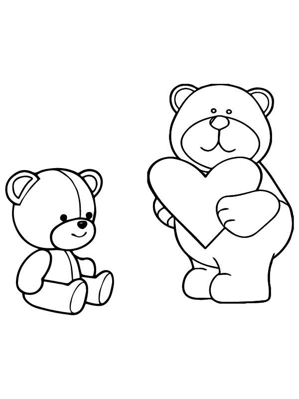 Dibujo de Cute Teddy Bears Offer Love To Each Other Coloring Pagespng para Colorear
