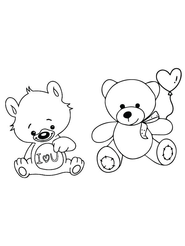 Dibujo de Free Printable Teddy Bear Valentines Coloring Pagespng para Colorear