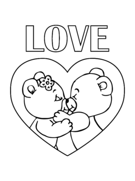 Dibujo de Kissing Teddy Bear In Love Valentines Coloring Pagespng para Colorear