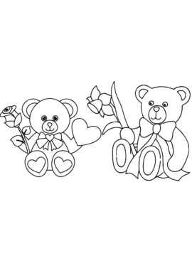 Dibujo de Teddy Bear With Flower Valentines Coloring Pagespng para Colorear
