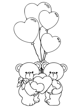 Dibujo de Teddy Bear With Love Balloon Valentines Coloring Pagespng para Colorear