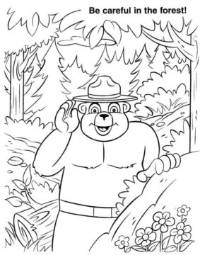 Dibujo de Oso Ahumado en el Bosque para Colorear