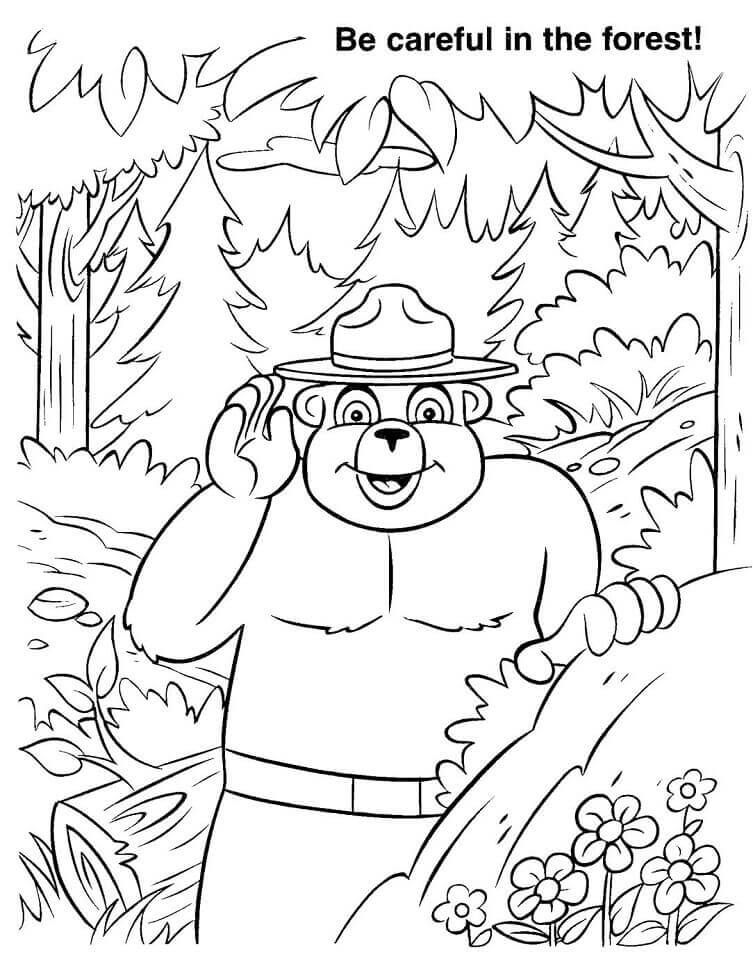 Dibujo de Oso Ahumado en el Bosque para Colorear