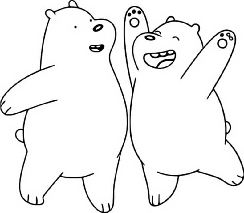 Dibujo de Dos Oso de Hielo Divertido para Colorear