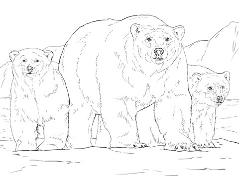 Dibujo de Hacha de Tenencia de Oso de Hielo para Colorear