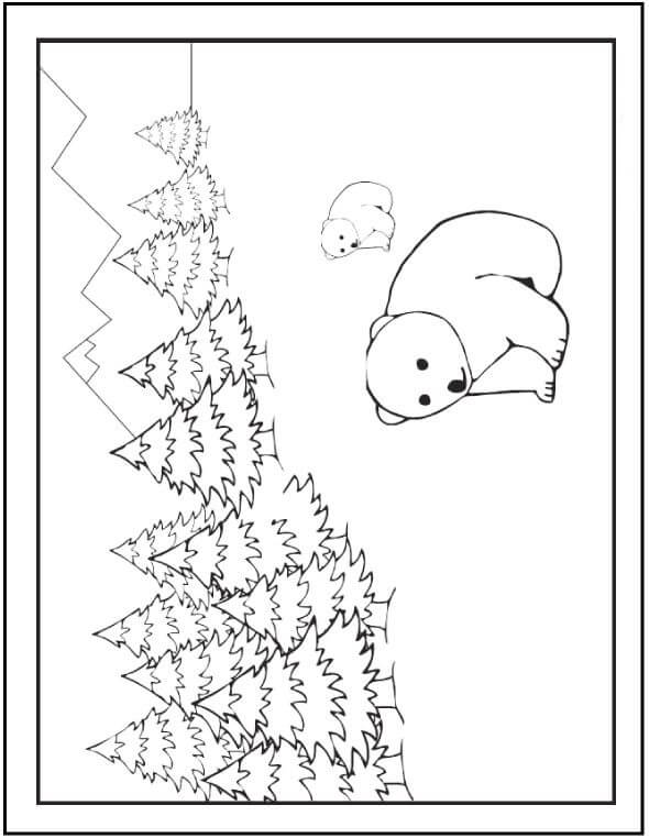 Dibujo de Oso de Hielo Bebiendo Agua para Colorear