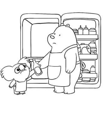 Dibujo de Oso de Hielo y Nom Nom para Colorear