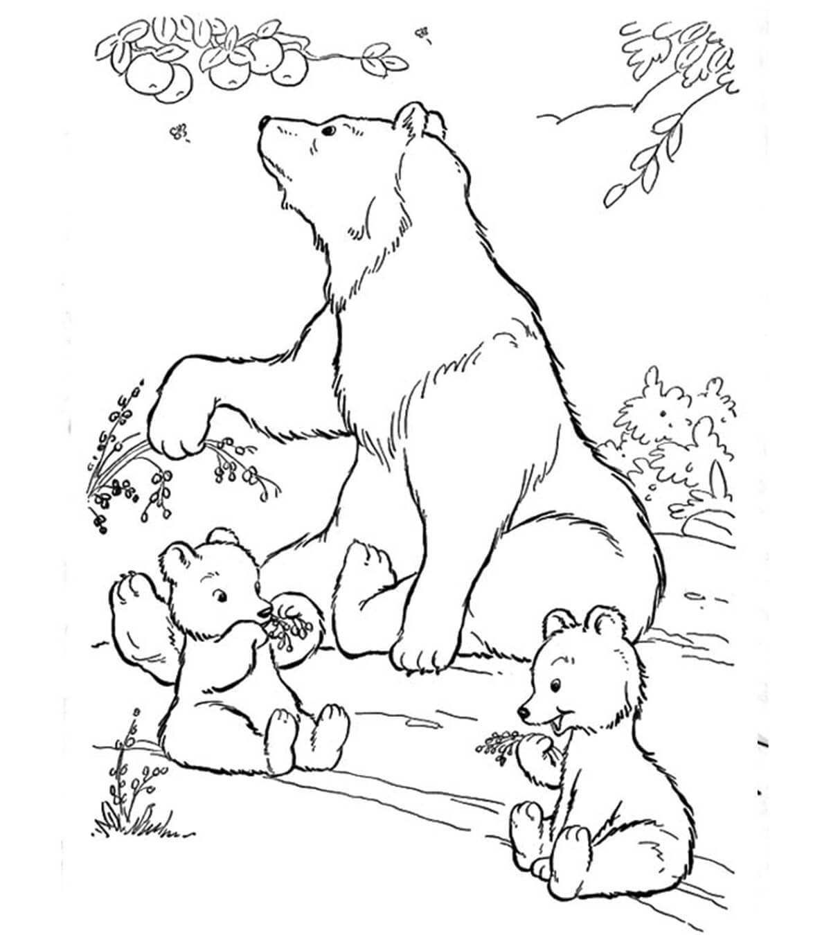 Dibujo de Oso de Hielo Familiar para Colorear