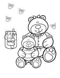 Dibujo de Dos Osos Aman la Miel para Colorear