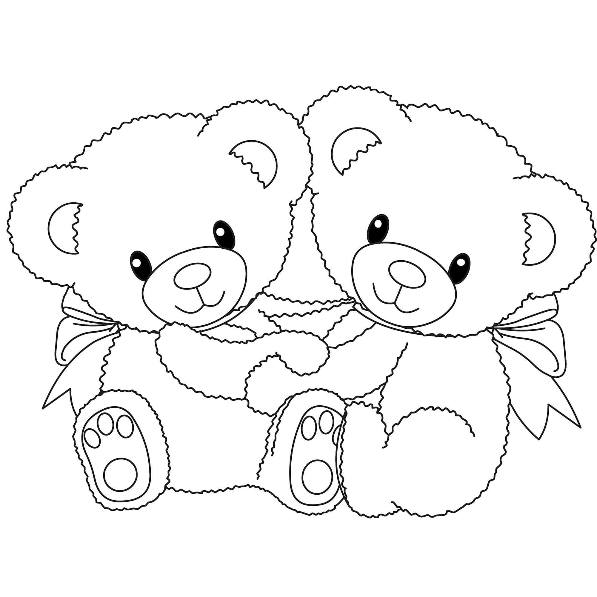 Dibujo de Dos Osos de Peluche para Colorear