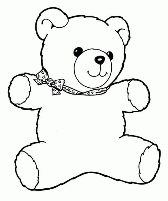 Dibujo de Osito de Peluche Feliz para Colorear