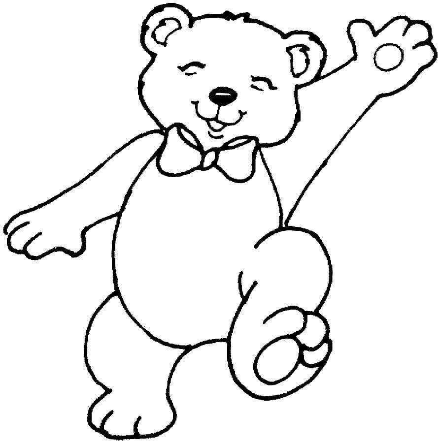 Dibujo de Osito de Peluche Saludar para Colorear