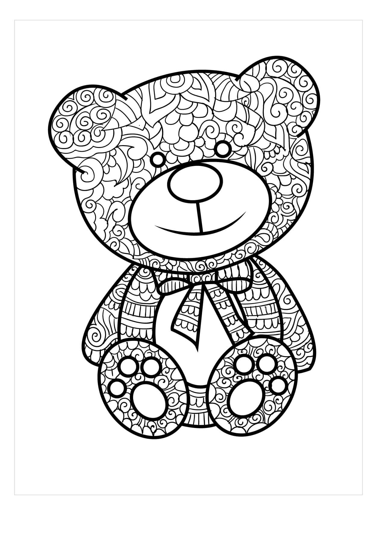 Dibujo de Oso de Peluche Adulto para Colorear
