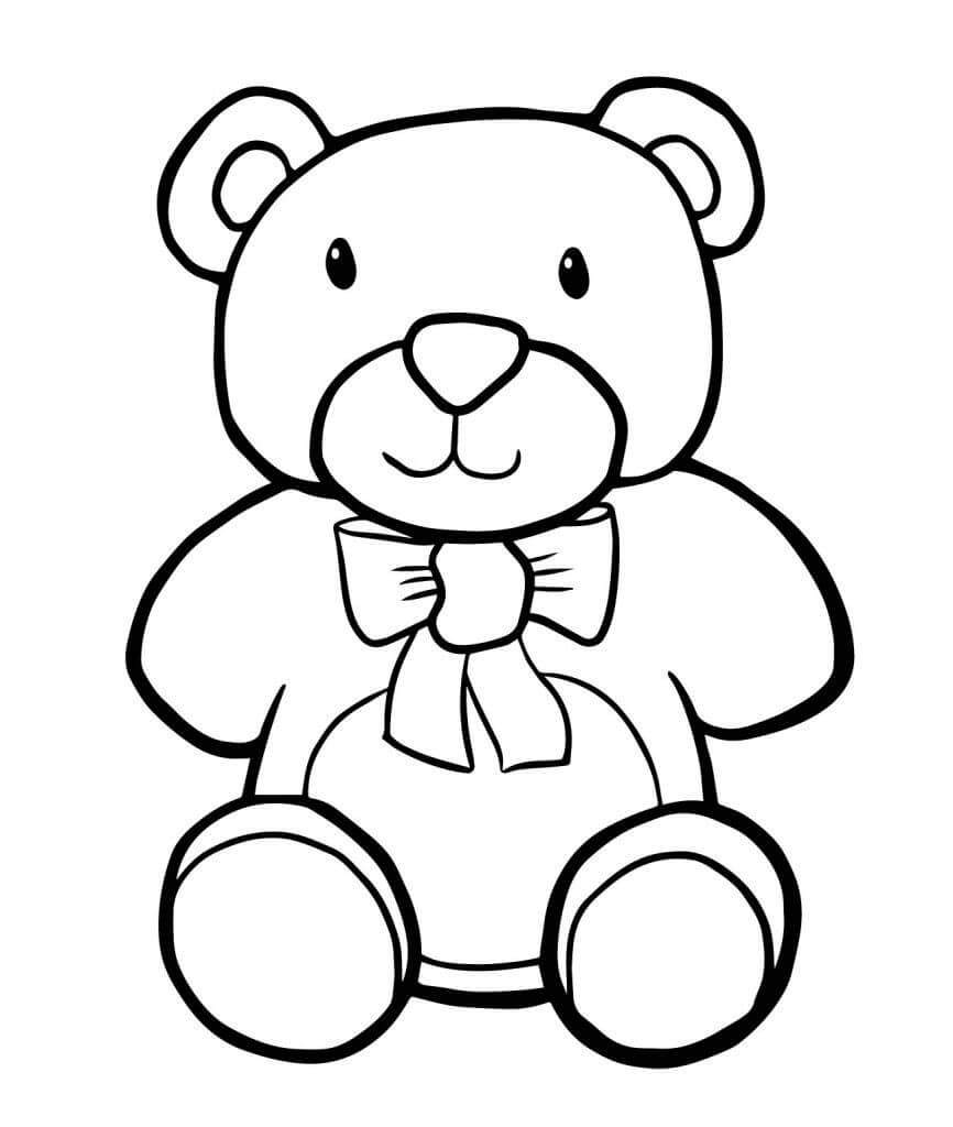 Dibujo de Oso de Peluche Simple para Colorear