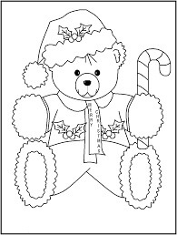 Dibujo de Oso de Peluche en Navidad para Colorear