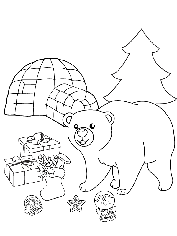 Dibujo de Admirable Christmas Polar Bear Coloring Page para Colorear