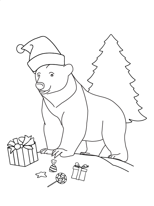 Dibujo de Big Christmas Polar Bear Coloring Page para Colorear