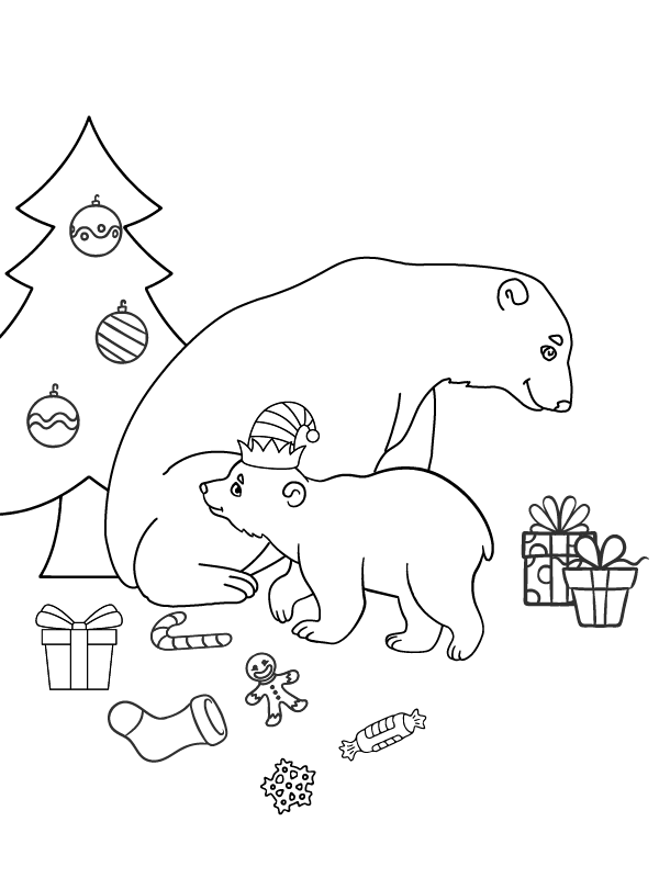 Dibujo de Friendly Christmas Polar Bear Coloring Page para Colorear