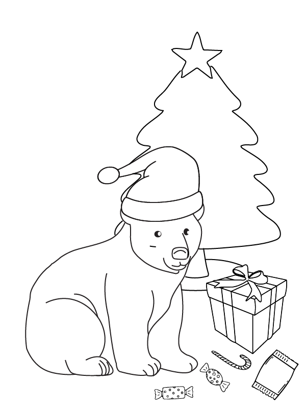 Dibujo de Gifts And Christmas Polar Bear Coloring Page para Colorear