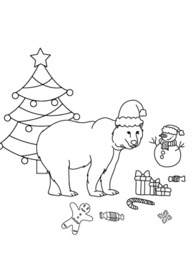 Dibujo de Outstanding Christmas Polar Bear Coloring Page para Colorear
