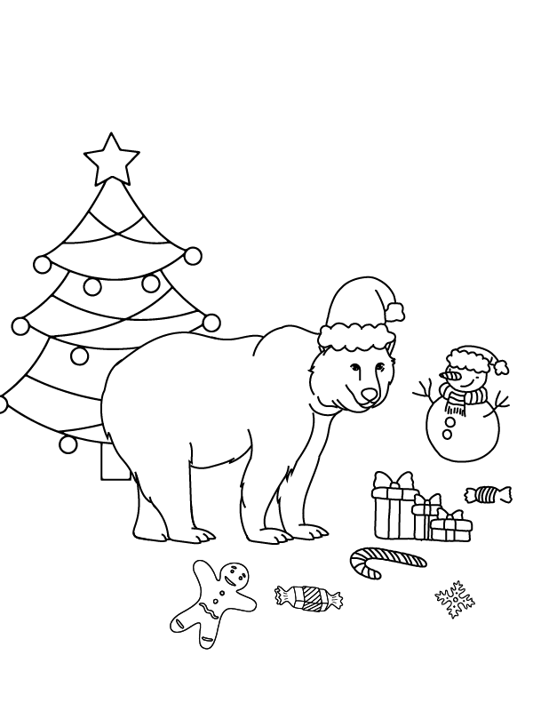 Dibujo de Outstanding Christmas Polar Bear Coloring Page para Colorear