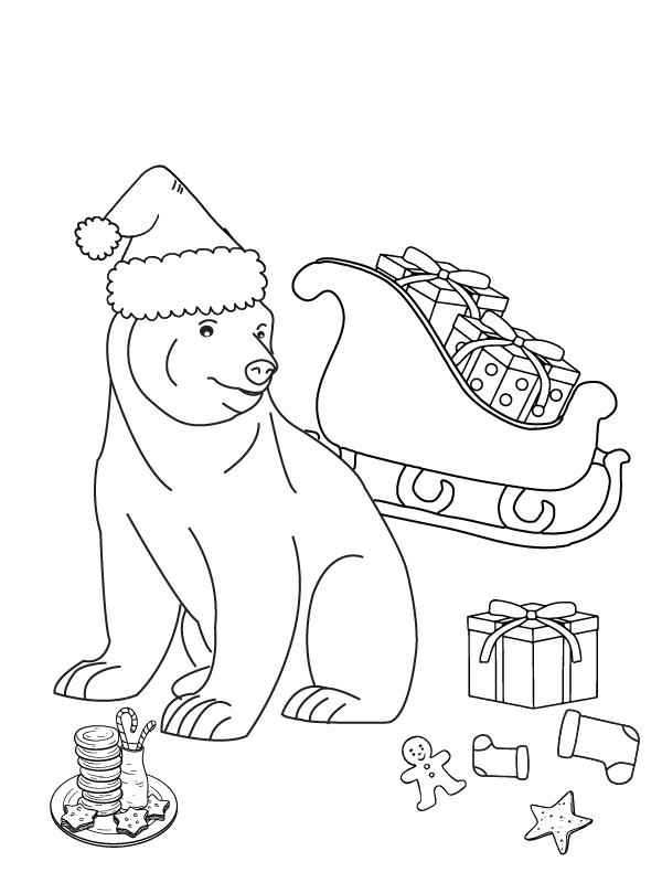 Dibujo de Prime Christmas Polar Bear Coloring Page para Colorear