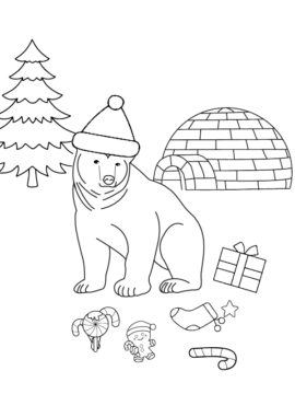 Dibujo de Splendid Christmas Polar Bear Coloring Page para Colorear