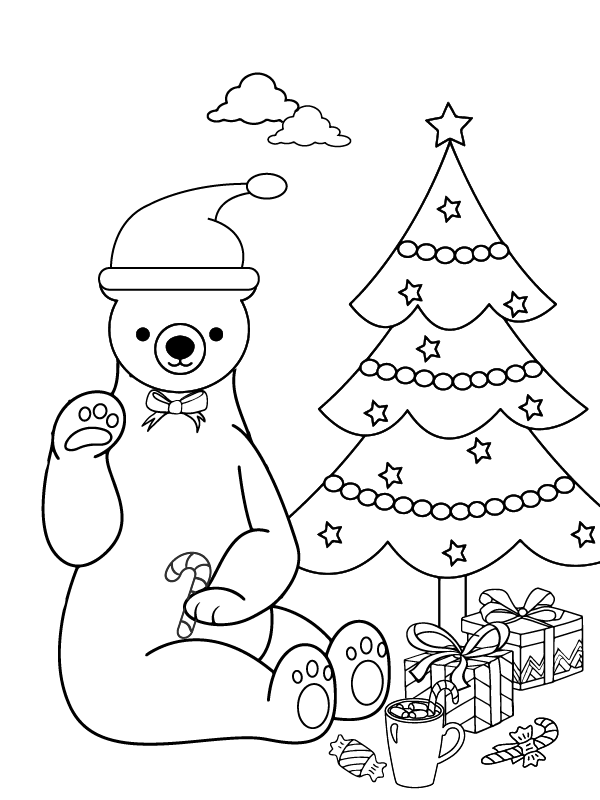 Dibujo de Superb Christmas Polar Bear Coloring Page para Colorear
