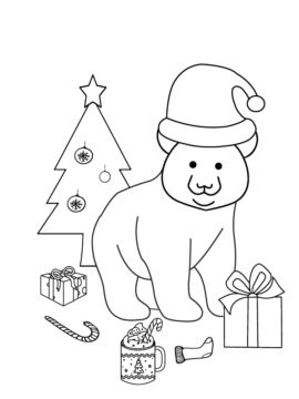 Dibujo de Wonderful Christmas Polar Bear Coloring Page para Colorear