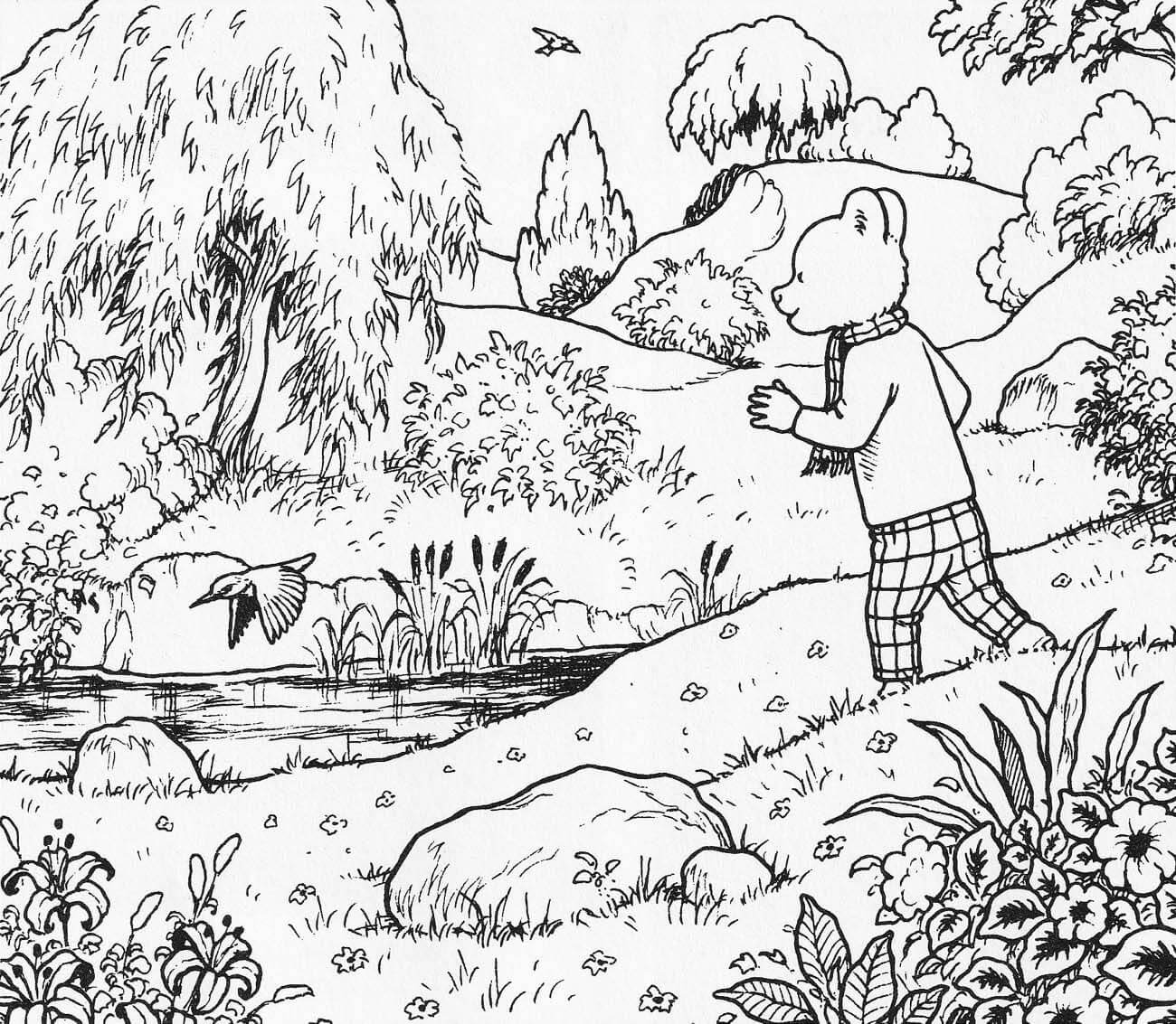 Dibujo de Oso Rupert Caminando para Colorear