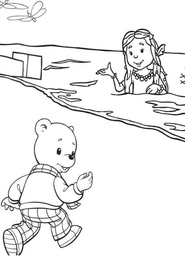 Dibujo de Oso Rupert Ir a la Playa para Colorear
