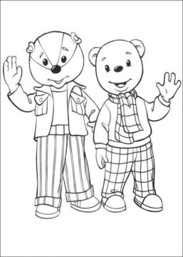 Dibujo de Rupert Oso y Amigo Divertido para Colorear