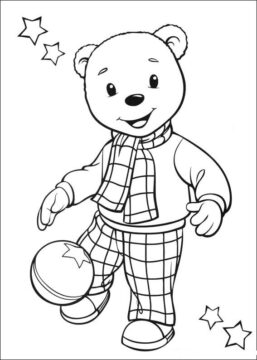 Dibujo de Rupert Oso Jugar Pelota para Colorear