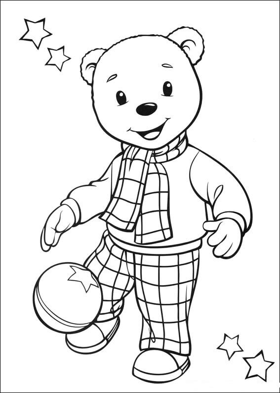 Dibujo de Rupert Oso Jugar Pelota para Colorear