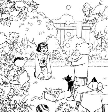 Dibujo de Rupert Oso y Amigo para Colorear