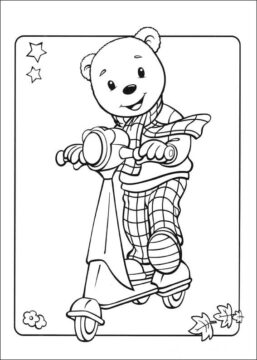 Dibujo de Trineo Oso Rupert para Colorear