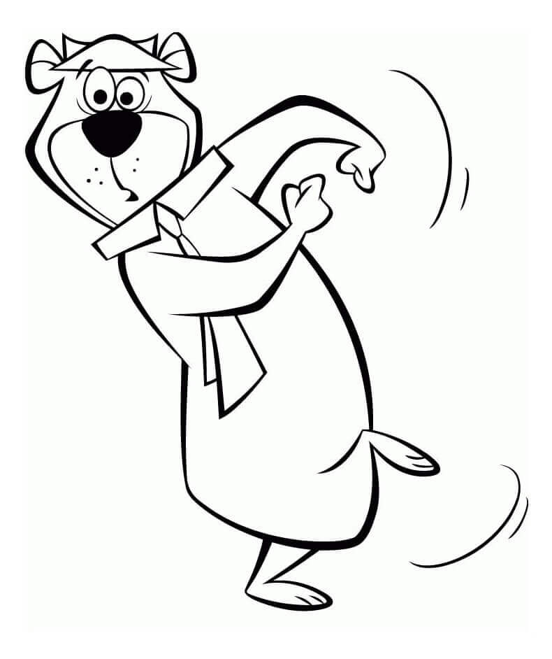 Dibujo de Divertido Oso Yogui para Colorear