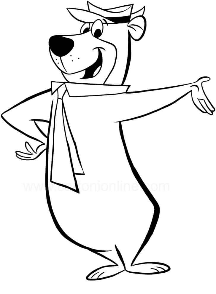 Dibujo de Oso Yogui Amistoso para Colorear