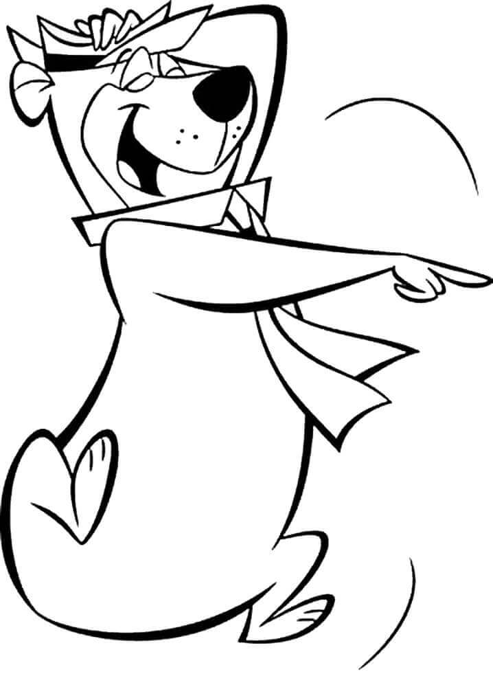 Dibujo de Oso Yogui Feliz para Colorear