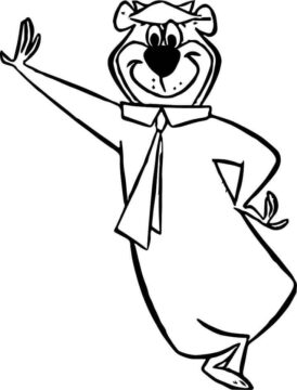 Dibujo de Oso Yogui Sonriendo para Colorear