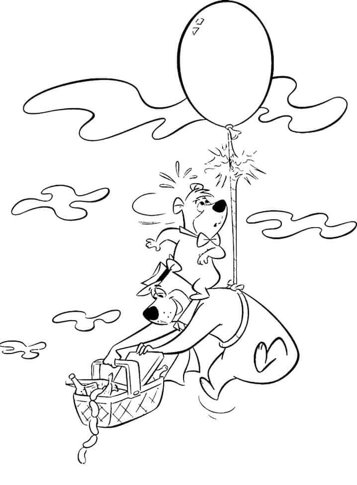 Dibujo de Oso Yogui Volando para Colorear