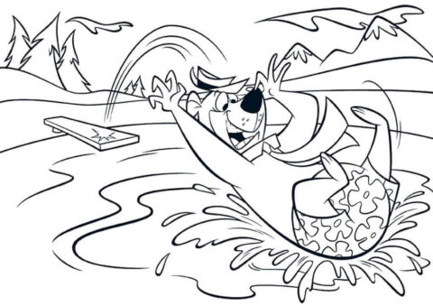 Dibujo de Salto del Oso Yogui para Colorear