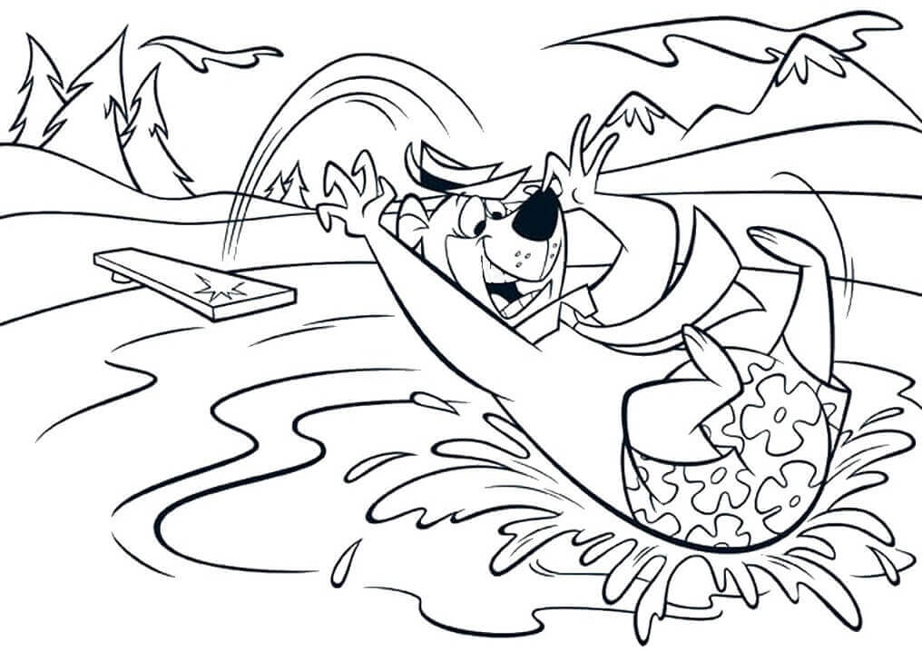 Dibujo de Salto del Oso Yogui para Colorear